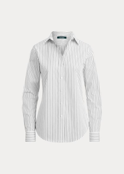 Camisa Ralph Lauren Mujer Blancos / Negros Rayas - Easy Care Striped - ZDHGA3902